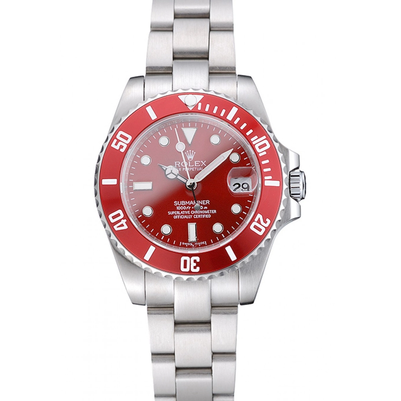 Stainless Dial Bracelet Rolex Steel Submariner Red 1454154 0825